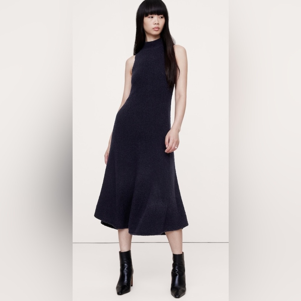 BANANA REPUBLIC MERINO-BLEND MOCK-NECK MIDI SWEATER DRESS - Picture 7 of 8